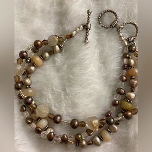 Multi Strands‎ Beaded Earth Tone Toggle Clasp Bohemian Bracelet